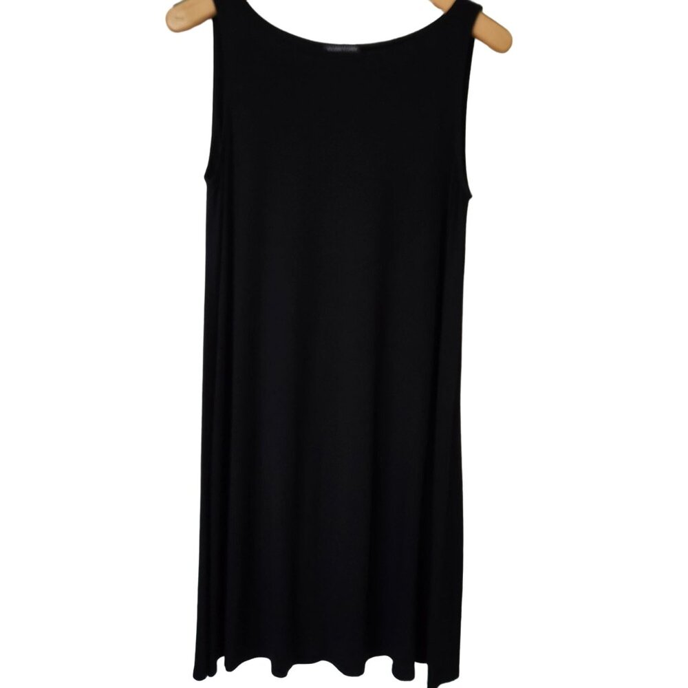 Eileen Fisher Black Sleeveless A-Line Midi Dress Business Casual Capsule Basic M